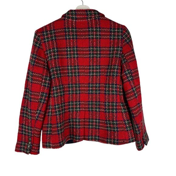Talbots Holiday Plaid Blazer size 6P Red - Picture 4 of 11